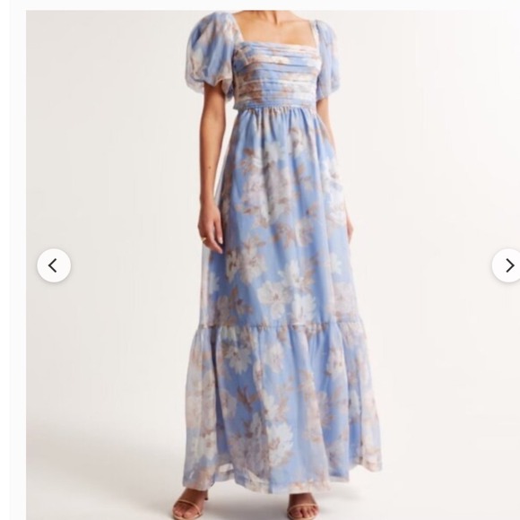 Abercrombie & Fitch Dresses & Skirts - Abercrombie & Fitch Emerson Organza Puff Sleeve Maxi Dress Tie Back MP